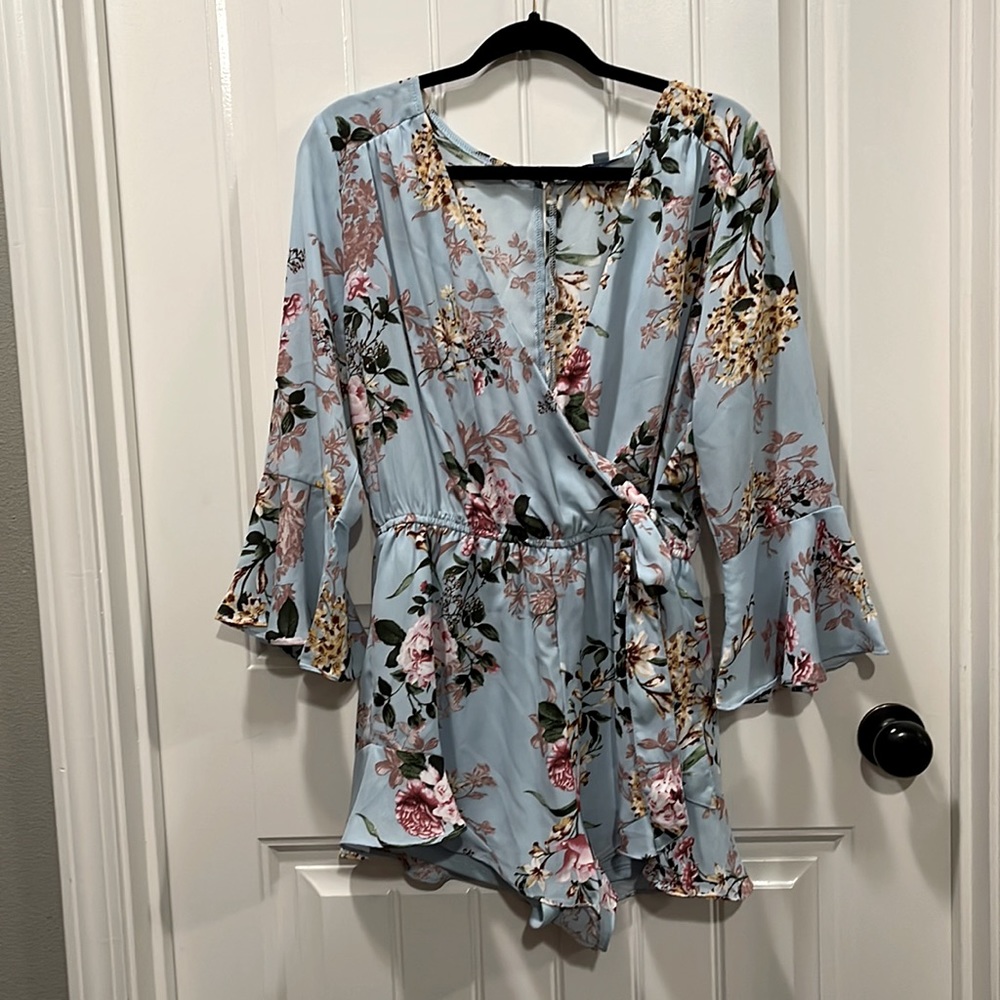 She + Sky Blue floral romper